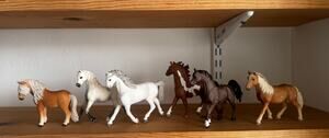 Schleich Horse Figure Lot of 6 + John Deere Pink Horse Kids Backpack Bundle